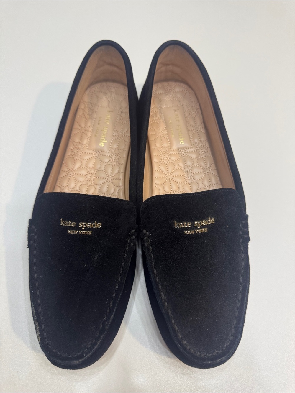 kate spade Black Suede Espadrille-Style Loafers